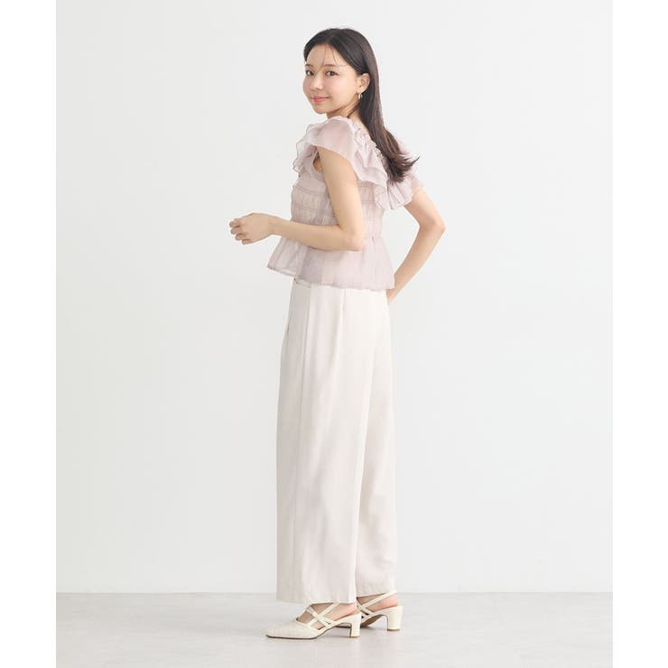 ダブルフリルノースリブラウス | earth music&ecology  | 詳細画像16 