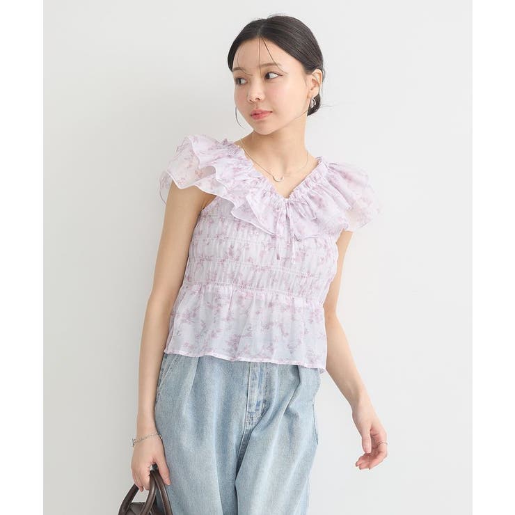 ダブルフリルノースリブラウス | earth music&ecology  | 詳細画像18 