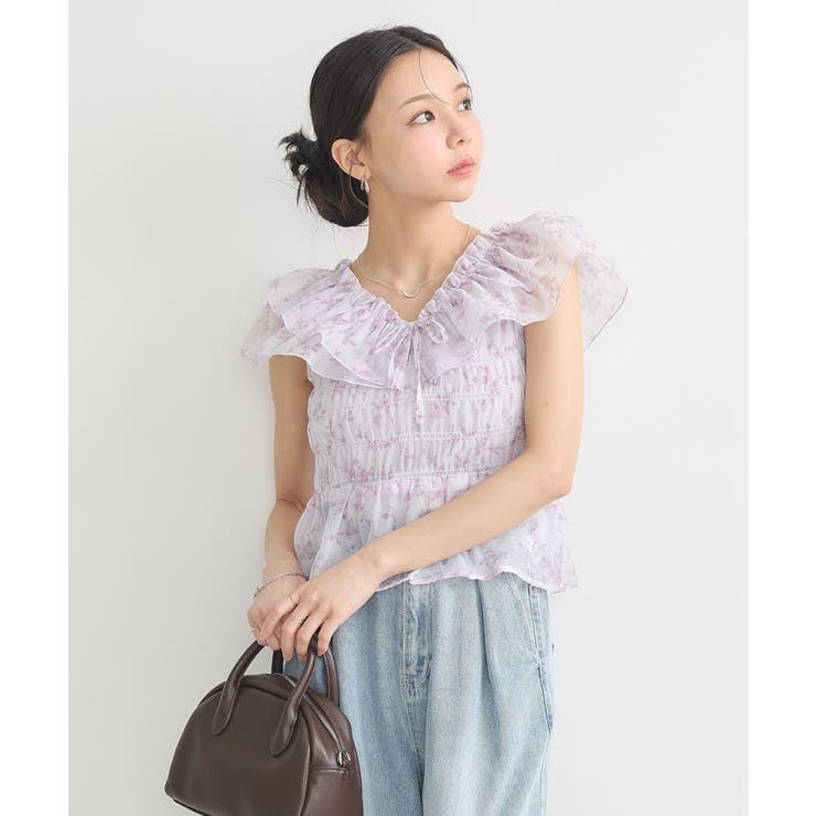 ダブルフリルノースリブラウス | earth music&ecology  | 詳細画像19 