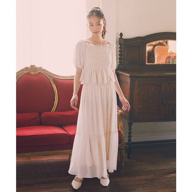 SET2点フロッキードットブラウス＋スカート | earth music&ecology  | 詳細画像3 