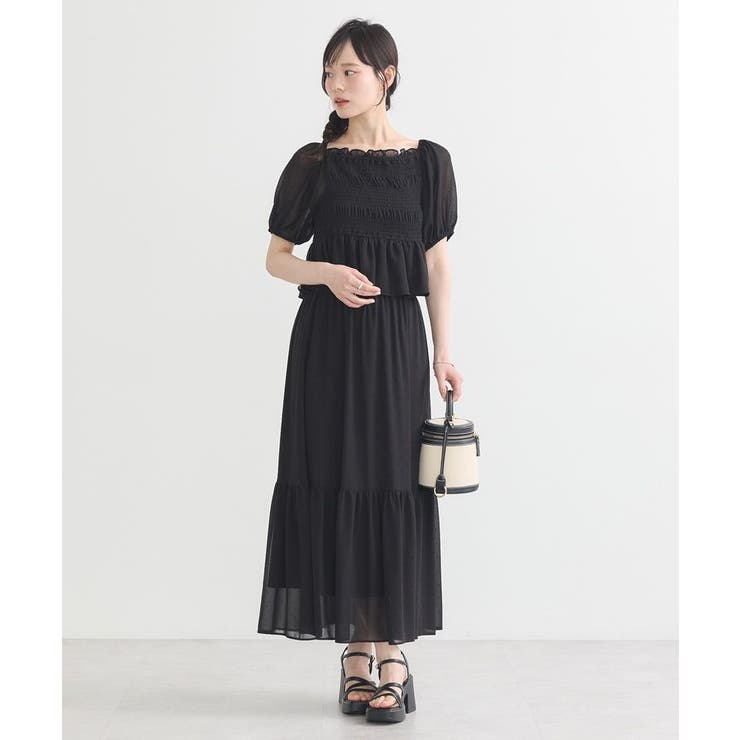 SET2点フロッキードットブラウス＋スカート | earth music&ecology  | 詳細画像1 