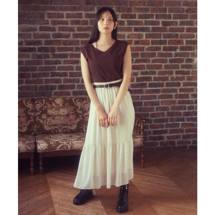 SET2点フロッキードットブラウス＋スカート | earth music&ecology  | 詳細画像8 