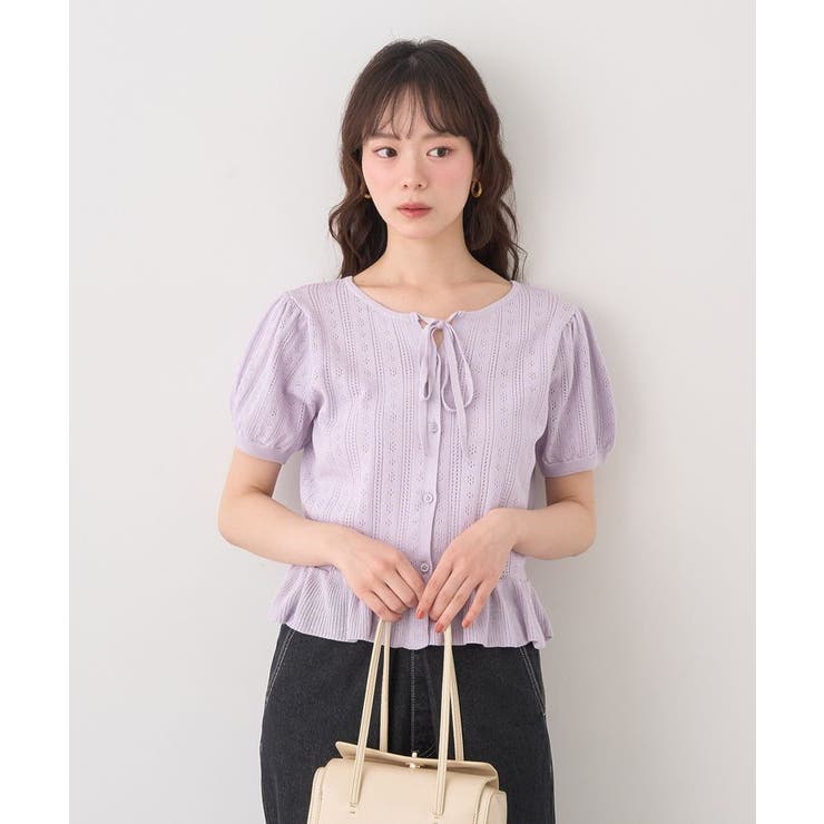 ナローリボンペプラムニットカーディガン | earth music&ecology  | 詳細画像8 