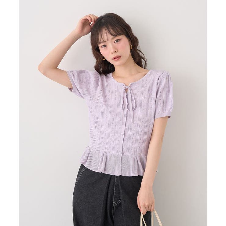 ナローリボンペプラムニットカーディガン | earth music&ecology  | 詳細画像9 