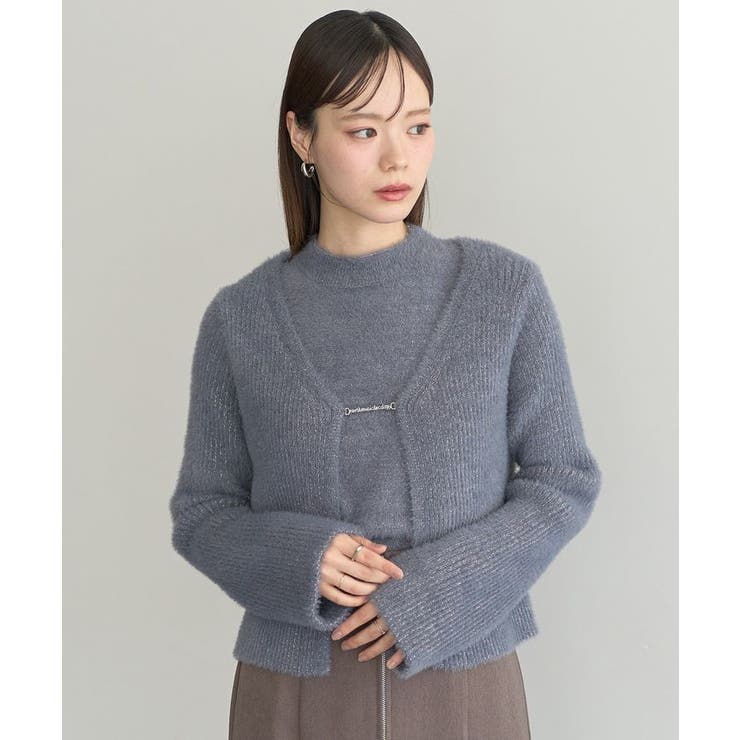 SET2点チャーム付きシャギーニット＋インナー | earth music&ecology  | 詳細画像12 