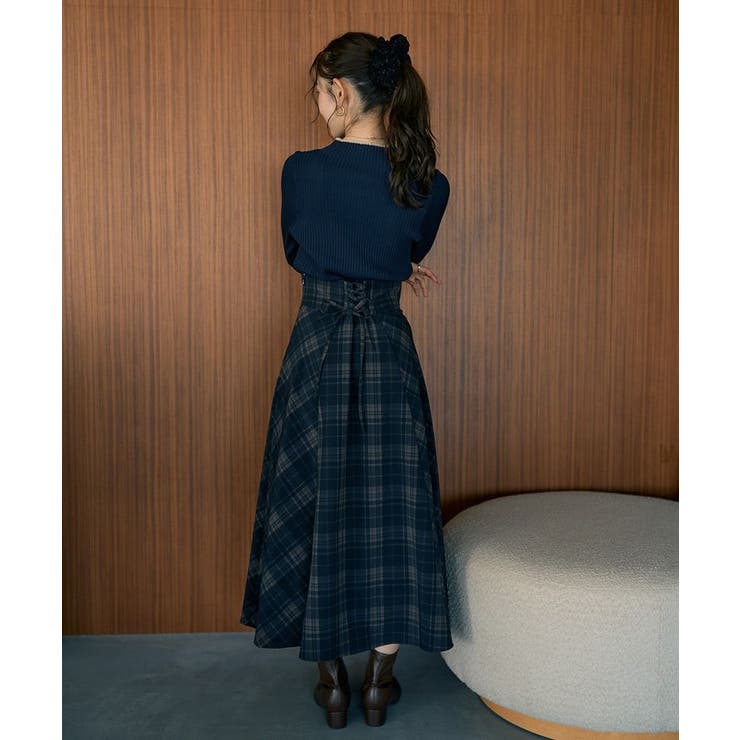 バックレースアップチェックスカート | earth music&ecology  | 詳細画像14