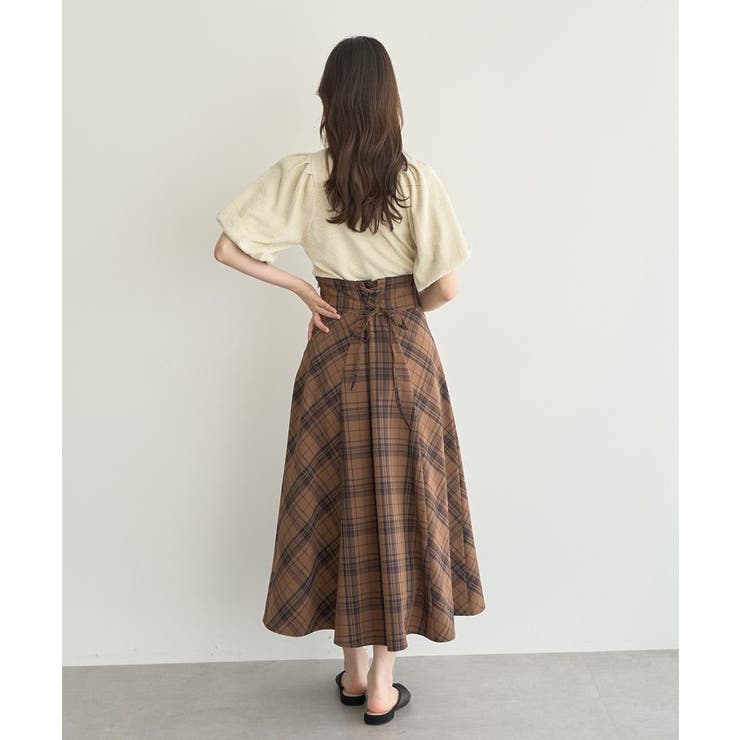 バックレースアップチェックスカート | earth music&ecology  | 詳細画像26