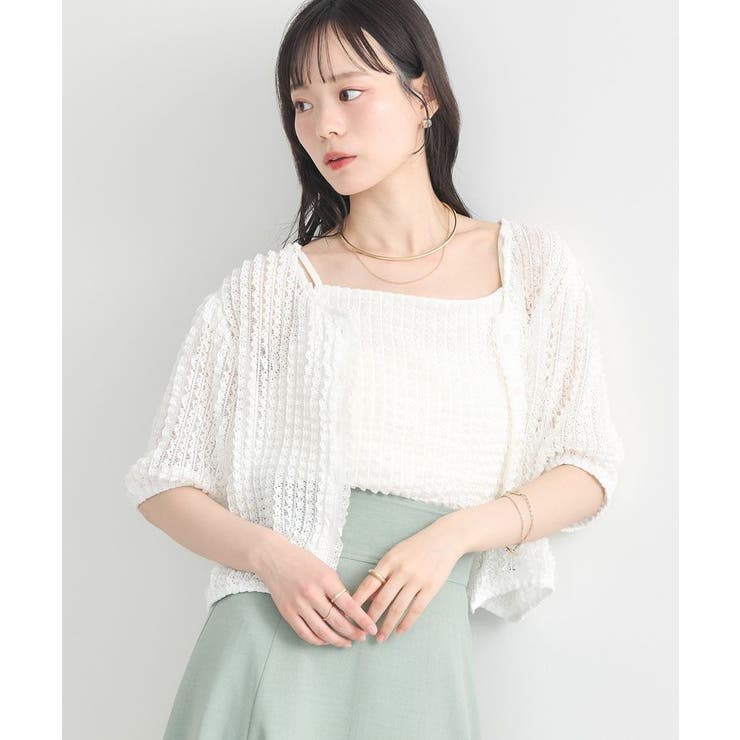 ミニフリルカットレースアンサンブル | earth music&ecology  | 詳細画像1 