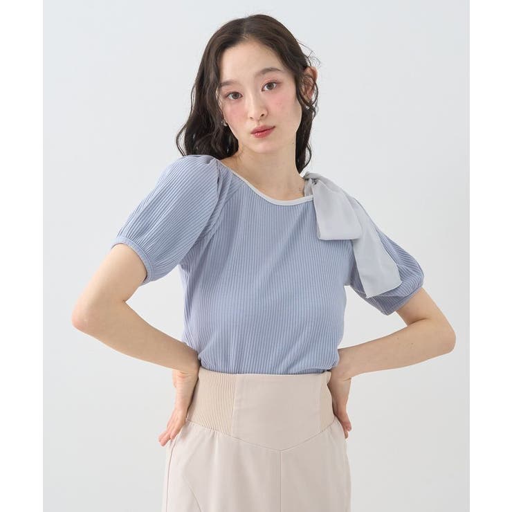 アシメ肩リボンカットソー | earth music&ecology  | 詳細画像2 