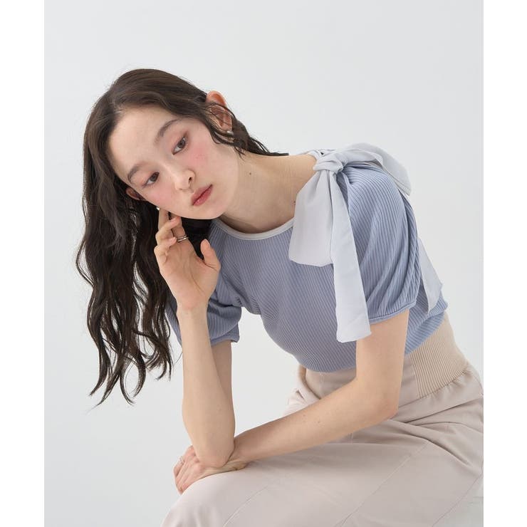 アシメ肩リボンカットソー | earth music&ecology  | 詳細画像9 