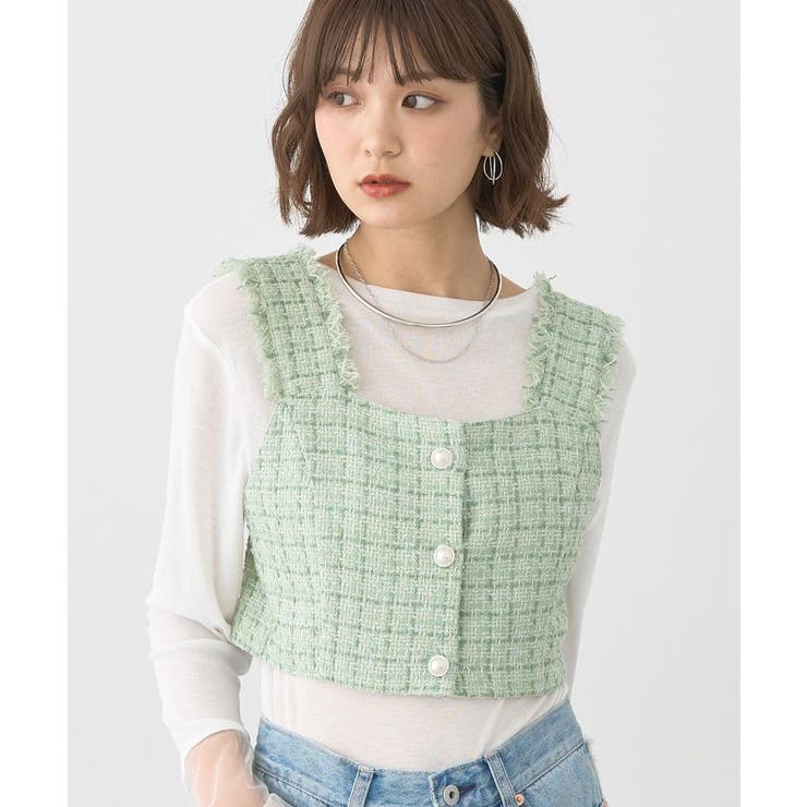 フリンジツイードビスチェ | earth music&ecology  | 詳細画像1 