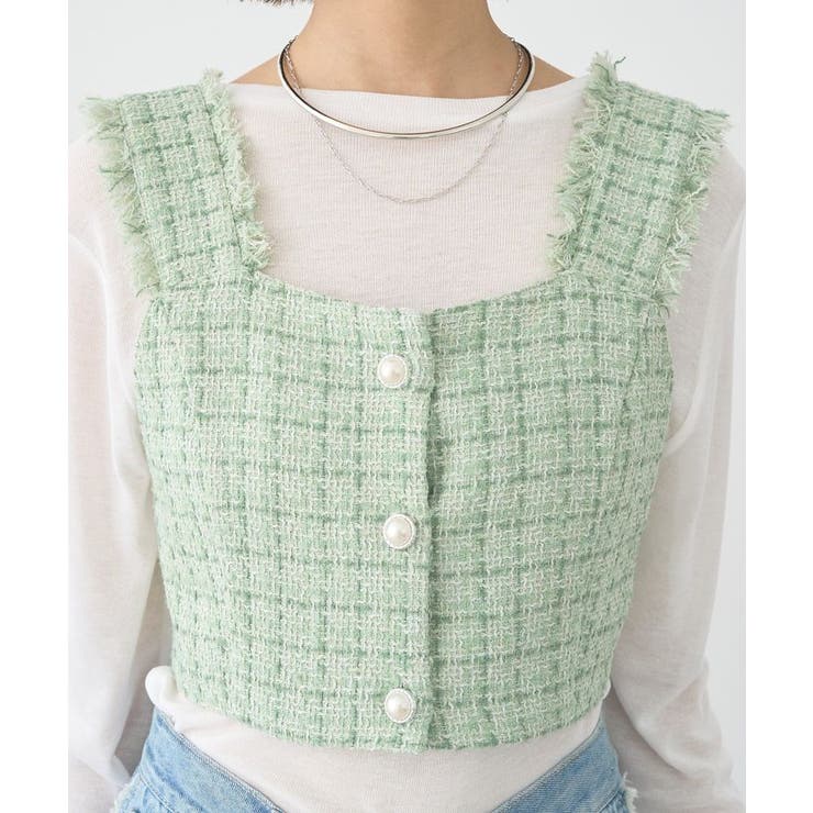 フリンジツイードビスチェ | earth music&ecology  | 詳細画像18 