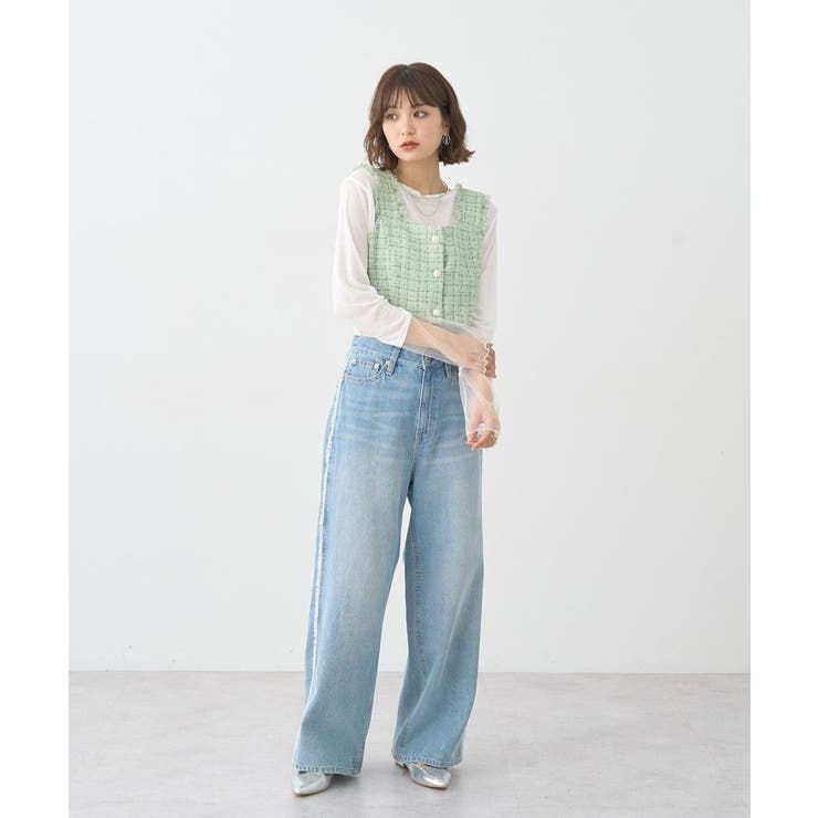 フリンジツイードビスチェ | earth music&ecology  | 詳細画像5 