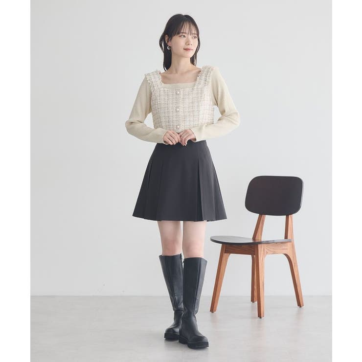 フリンジツイードビスチェ | earth music&ecology  | 詳細画像9 