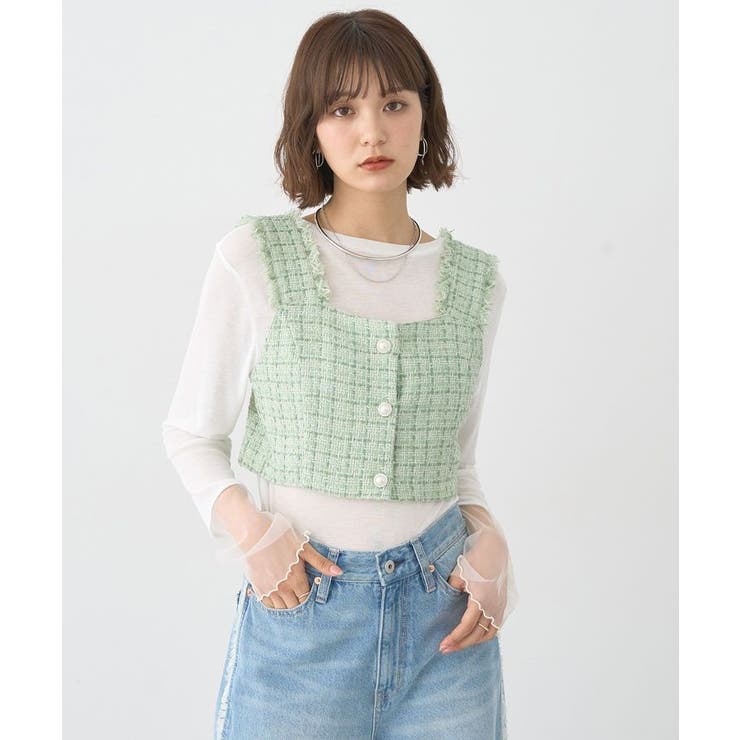 フリンジツイードビスチェ | earth music&ecology  | 詳細画像2 