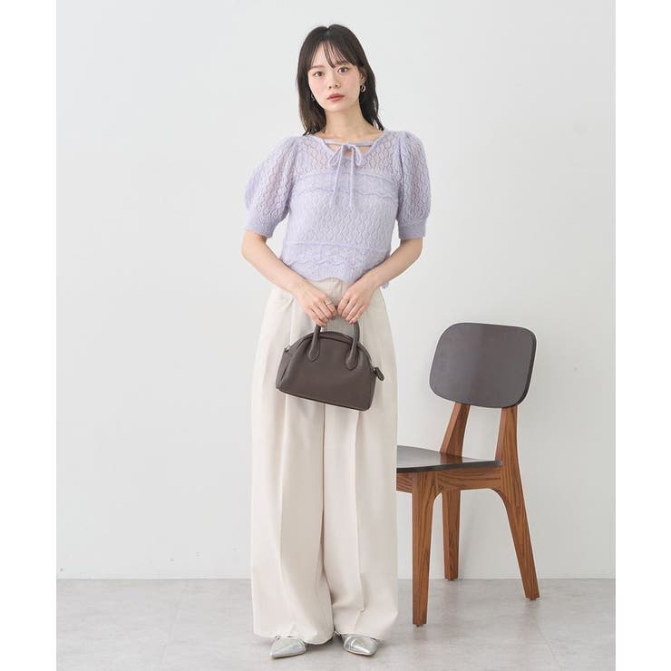 キャットヤーン透かし編みニットプルオーバー | earth music&ecology  | 詳細画像11 