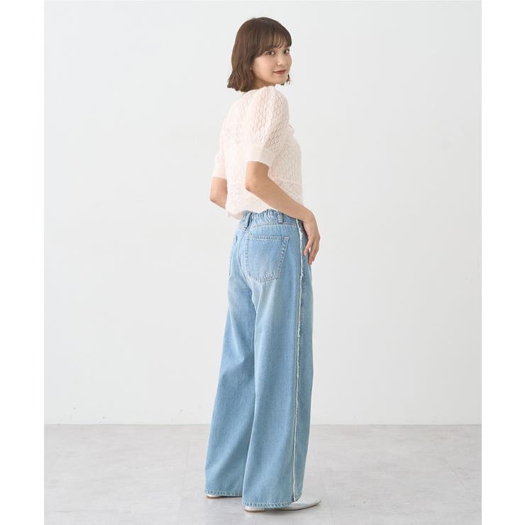 キャットヤーン透かし編みニットプルオーバー | earth music&ecology  | 詳細画像18 