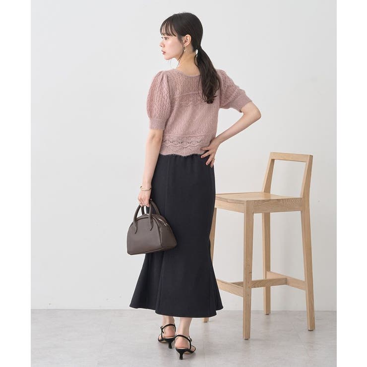 キャットヤーン透かし編みニットプルオーバー | earth music&ecology  | 詳細画像6 