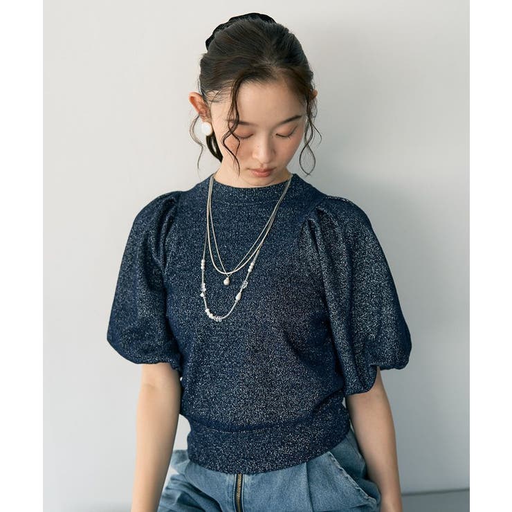 ラメモールパフスリニットプルオーバー | earth music&ecology  | 詳細画像13 