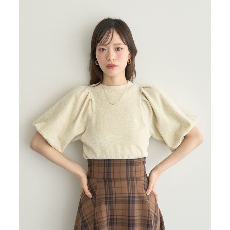 ラメモールパフスリニットプルオーバー | earth music&ecology  | 詳細画像15 