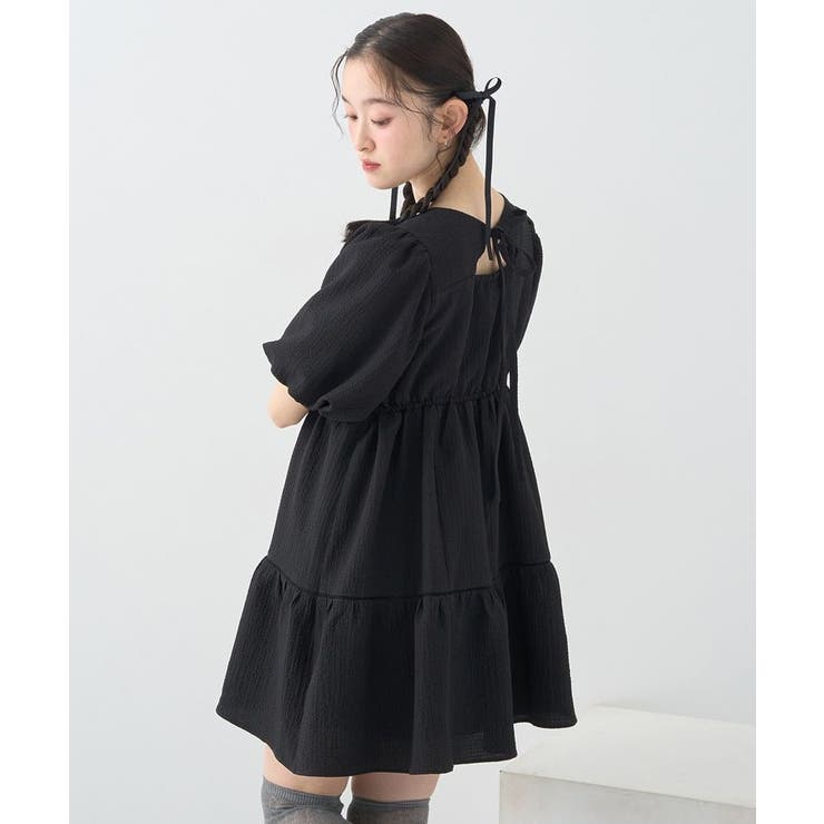 バックリボンパフスリーブミニワンピース | earth music&ecology  | 詳細画像16 