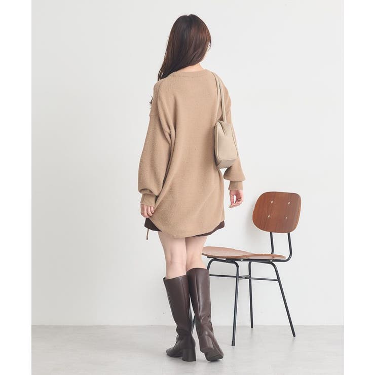 パウダーシャギーシャーリングニットミニワンピース | earth music&ecology  | 詳細画像12 