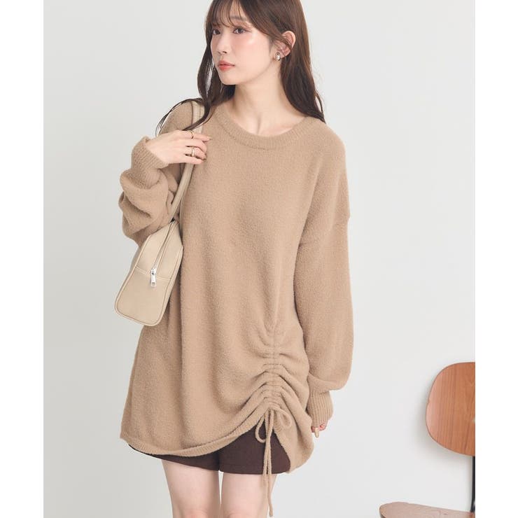 パウダーシャギーシャーリングニットミニワンピース | earth music&ecology  | 詳細画像9 