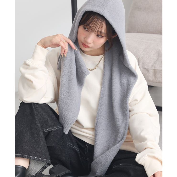 パウダーシャギーフーディーマフラー | earth music&ecology  | 詳細画像6 