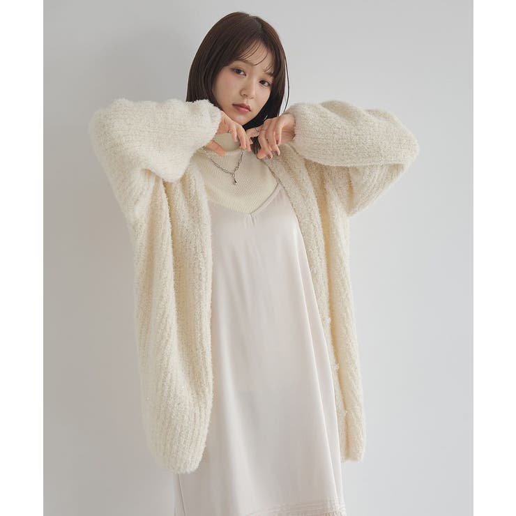 スパンコールブークレカーディガン | earth music&ecology  | 詳細画像15 