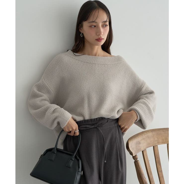 ライトグレー | パウダーシャギー畦プルオーバー | earth music&ecology 