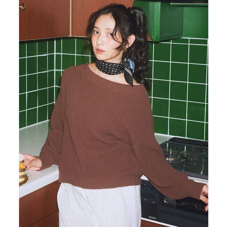 ブラウン | パウダーシャギー畦プルオーバー | earth music&ecology 