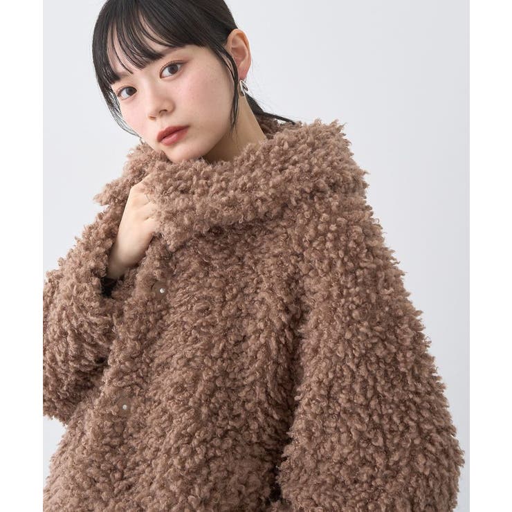 ブラウン | プードルファーショートブルゾン | earth music&ecology 