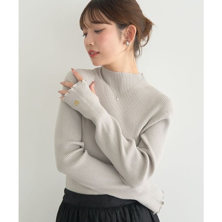 グレー | ハートプレートリブニットプルオーバー | earth music&ecology 