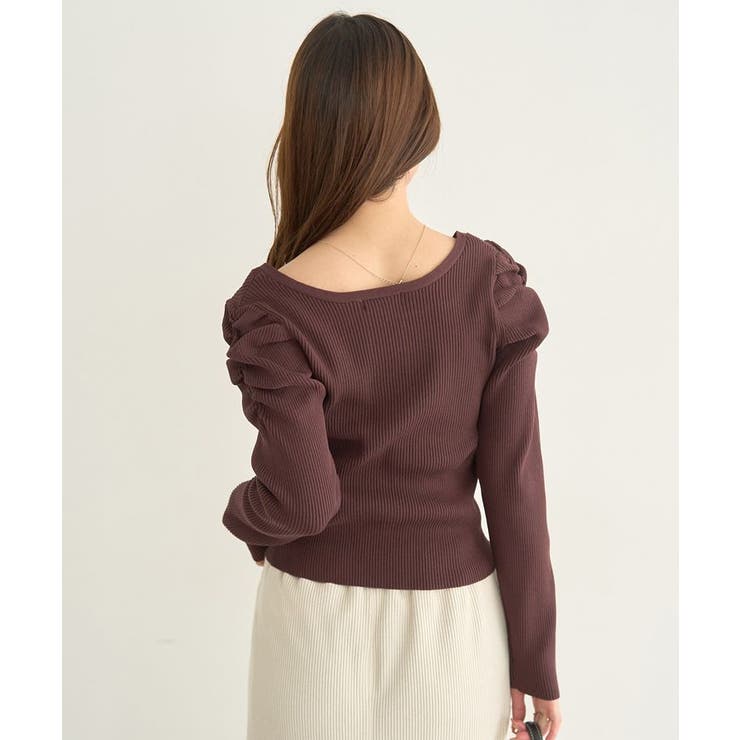 レイヤード風ギャザーショルダーリブニット | earth music&ecology  | 詳細画像5 