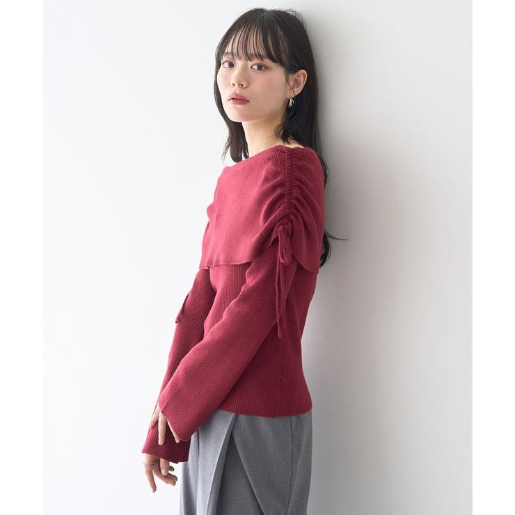 リボンギャザーオフショルニットプルオーバー | earth music&ecology  | 詳細画像11 