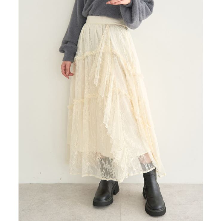 レースフリルティアードスカート | earth music&ecology  | 詳細画像2 