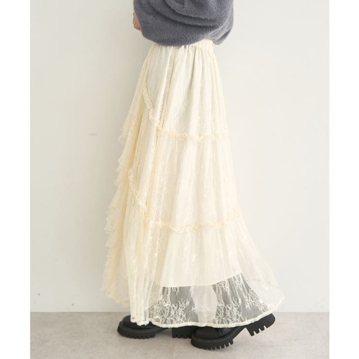 レースフリルティアードスカート | earth music&ecology  | 詳細画像4 