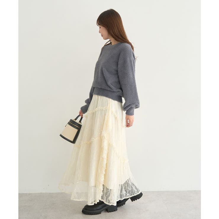 レースフリルティアードスカート | earth music&ecology  | 詳細画像7 
