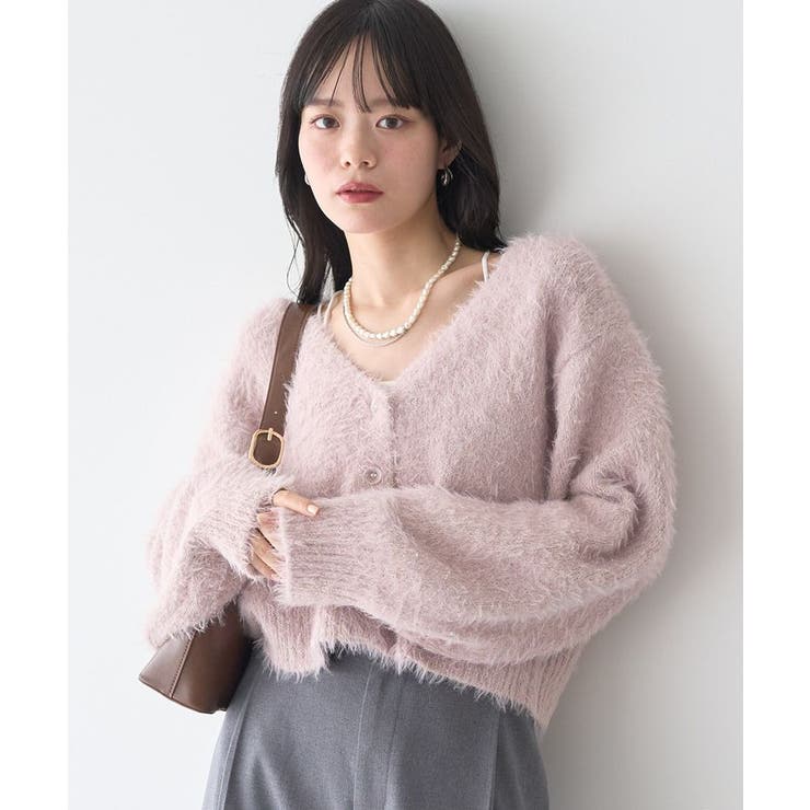 ライトピンク | ミックスカラーラメニットカーディガン | earth music&ecology 