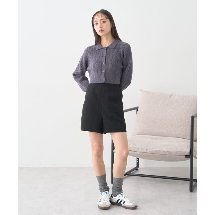 襟付きケーブルニットジャケット | earth music&ecology  | 詳細画像4 