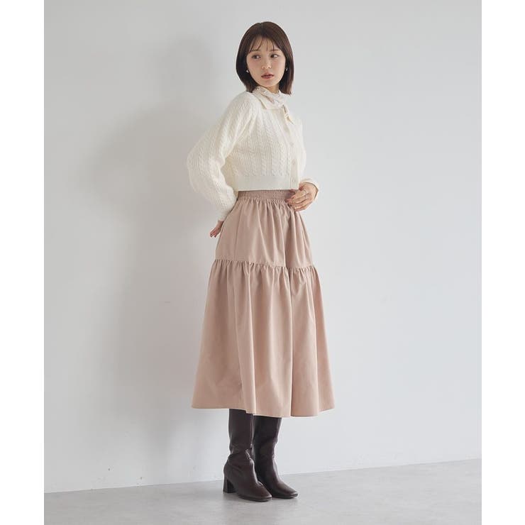 襟付きケーブルニットジャケット | earth music&ecology  | 詳細画像16 