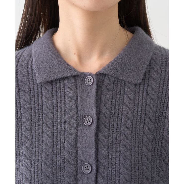 襟付きケーブルニットジャケット | earth music&ecology  | 詳細画像20 