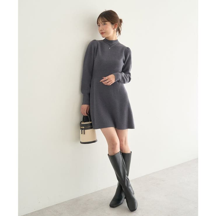 ウエストリブフレアニットミニワンピース | earth music&ecology  | 詳細画像17 