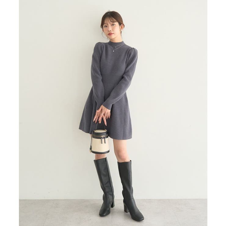 ウエストリブフレアニットミニワンピース | earth music&ecology  | 詳細画像19 