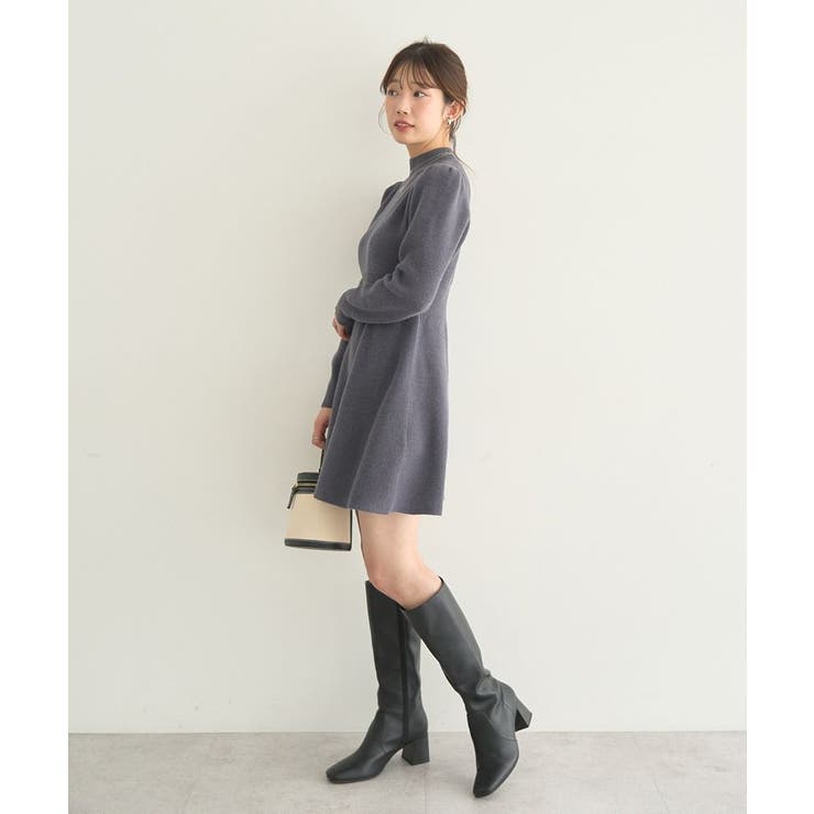 ウエストリブフレアニットミニワンピース | earth music&ecology  | 詳細画像20 
