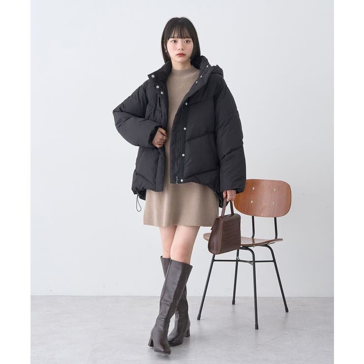 ウエストリブフレアニットミニワンピース | earth music&ecology  | 詳細画像8 