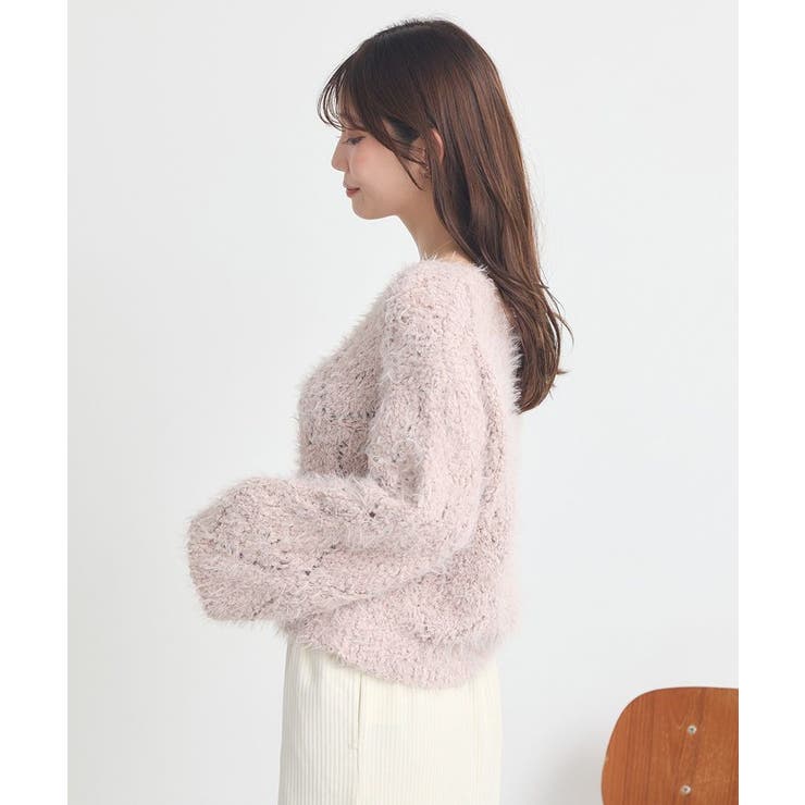 シャギーミックス透かしハート柄ニット | earth music&ecology  | 詳細画像16 