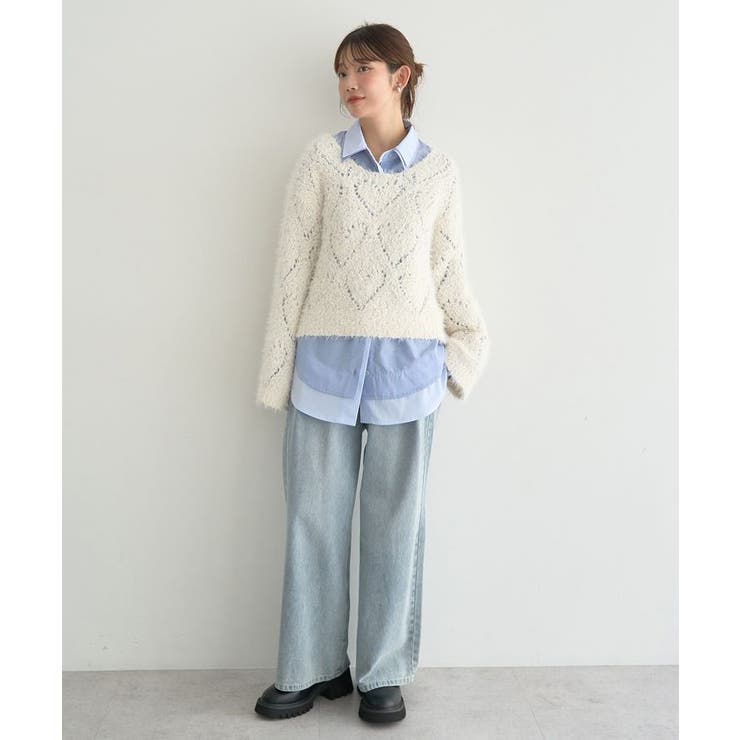 シャギーミックス透かしハート柄ニット | earth music&ecology  | 詳細画像5 