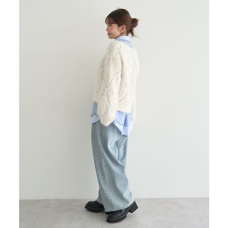 シャギーミックス透かしハート柄ニット | earth music&ecology  | 詳細画像7 