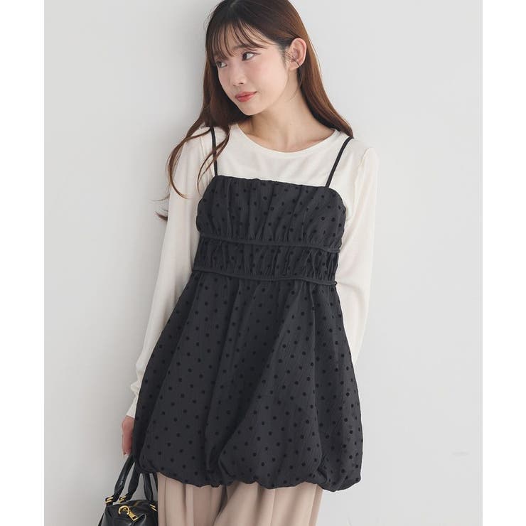 ドットブラック | ドットバルーンキャミチュニック | earth music&ecology 